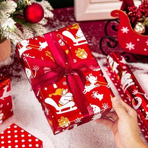 Reversible Christmas <b>Wrapping</b> <b>Paper</b> Red Santa Deer Design Metallic Foil 17 Inch X 33 Feet Eco-Friendly Packaging <b>Paper</b> - Product Image 4