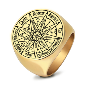 R0017 Bague Magique Ange en Acier Inoxydable Talisman Pentacle de Salomon Sceau de Salomon Protection Cabale Amulette Bagues - Product Image 1