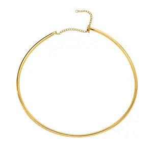 Fashion chokers necklaces simple Minimalism for women stainless steel gold plated collar necklace