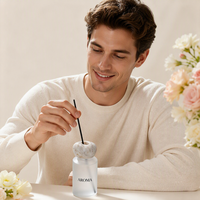 Bouteille vide rechargeable de 130 ml pour huiles essentielles, en verre dépoli, avec bouchon en résine marbrée, pour diffuseur à bâtonnets