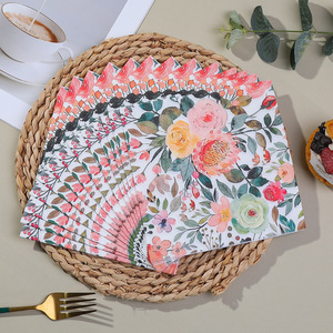 Floral Printed Paper Napkins 330mmx330mm Disposable For Wedding Party <b>Decoration</b> - Product Image 4