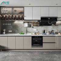 Ais Armoire Cuisine Moderne Petit Design Personnalisé Prêt à l'Emploi Petit Design Aluminium Verre Gris Pvc Armoires de Cuisine Chine