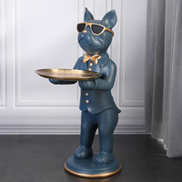 Décoration moderne abstraite pour la maison, Sculpture artisanale en résine, Figurine de bouledogue français, ornements de sol de chien de serveur, vente en gros
