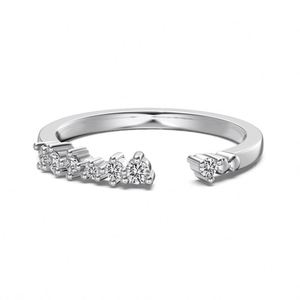Dylam Verified Jewelry Supplier Customized 925 <b>Sterling</b> <b>Silver</b> 18K Gold Plated <b>Adjustable</b> Open Eternity Band 5A Zirconia <b>Rings</b> - Product Image 1