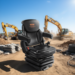 Siège de tracteur Vevor avec absorption des chocs à 3 niveaux, angle de dossier réglable, micro-interrupteur et ceinture de sécurité pour excavatrice et chargeuse - Product Image 2