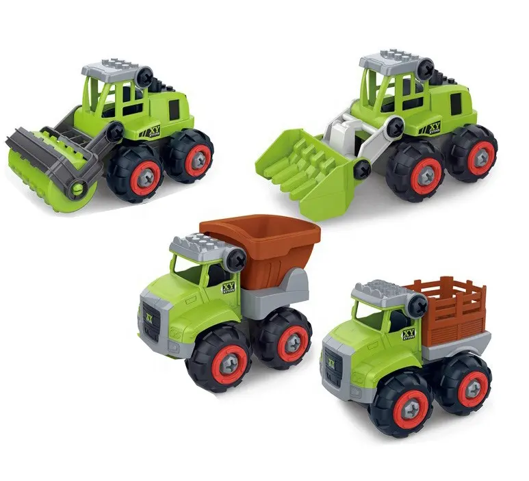 Hot Educational Disassembly And Assembly DIY Farmer Forklift Farmer Roller Truck Toys