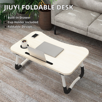 Table de bureau pliable antidérapante en MDF, petite table de bureau, table à manger avec porte-gobelet et tiroir, pour usage domestique