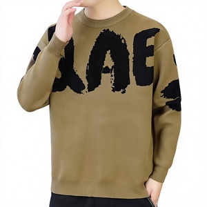 Pull en tricot crème pour homme avec imprimé lettres noires, vêtement d'automne, manches régulières, 2027 - Product Image 3