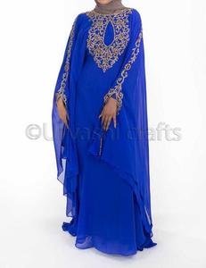 Kaftan musulman à manches longues, 2 pièces, vêtement de travail avec perles pour la main, longueur florale - Product Image 3