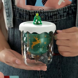 Taza de regalo de 250ml al por mayor, deseo de Navidad, árbol de Navidad, regalo de Navidad, taza de cristal de doble pared, taza de café de Navidad - Product Image 3