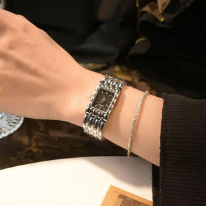 360 /seno สร้อยข้อมือสี่เหลี่ยมสไตล์วินเทจแฟชั่นทองเรียบง่ายย้อนยุคนาฬิกายาวของผู้หญิง - Product Image 2