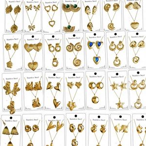 Juego de Collar y Aretes de Acero Inoxidable para Boda, Chapado en Oro de 18K, Acabado Mate, Distribución de Peso Equilibrada, Descuento por Volumen, Unisex - Product Image 2