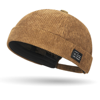 Casquette Dad Hat en velours côtelé avec patch en cuir, style coréen unique, casquette hipster, pour hommes et femmes, couleur unie japonaise, chapeau Trilby de voyage