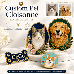 Imán de Refrigerador con Retrato de Mascota Personalizado en Esmalte Cloisonné, Regalo con Foto de Perro o Gato, Recuerdo Conmemorativo Hecho a Mano - Product Image 1