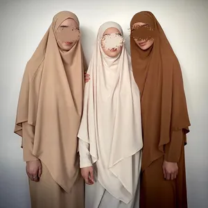 Pas cher Khimar musulman Écharpe Femmes Hijab Islam Borka Khimar Chador Niqab Burqa Overhead Tie Back Instant Hijab Jilbab Nida Khimar