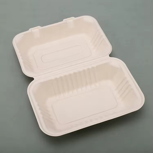 Caixa de Papel Descartável para Hambúrguer de Baixo Preço, Embalagem de Bagasse de Cana-de-Açúcar, Caixa Clamshell para Alimentos e Almoço - Product Image 4