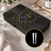 Pointes d'ongles en gel rondes de qualité supérieure, taille moyenne, transparentes, naturelles, à couverture complète, souples, pour extensions d'ongles en acrylique - Vente en gros