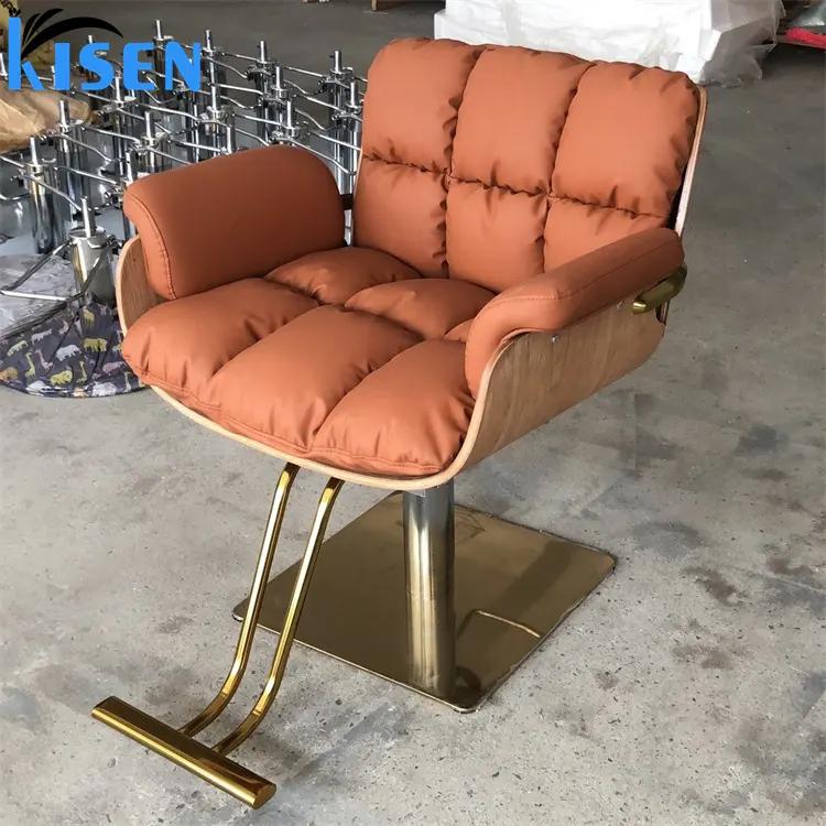 Kisen उच्च गुणवत्ता सैलून कुर्सी नई डिजाइन सैलून कुर्सी और दर्पण एकल नाई काला भूरा ग्रे स्टाइल कुर्सी खरीदने के लिए