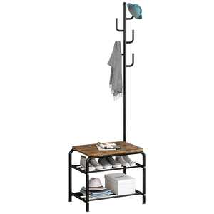 Perchero de Metal de Estilo Moderno de 2 Niveles <span class=keywords><strong>para</strong></span> Entrada con Estante <span class=keywords><strong>para</strong></span> Zapatos con Revestimiento y Soporte de Metal Independiente - Product Image 1