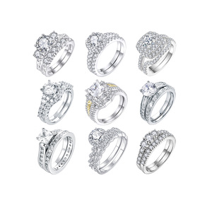 YHジュエリーカスタマイズ可能なファンシージュエリー<span class=keywords><strong>925</strong></span>スターリングシルバーリングメッキブライダル結婚指輪セット女性用 - Product Image 1