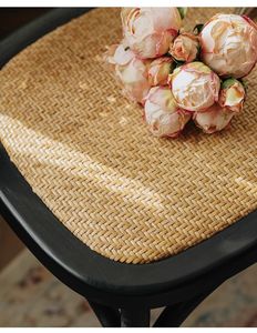 Sedia da pranzo in <span class=keywords><strong>Rattan</strong></span> e legno massello, sedia schienale per la casa, caffè per il tempo libero Chai - Product Image 5