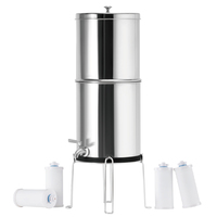Purificateur d'eau à gravité SUS304 pour le camping en plein air et la maison avec 4 filtres en céramique lavables, élimine 99,99 % des germes