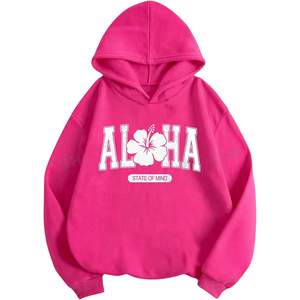 Sudadera con Capucha Extra Grande Personalizada para Mujer, Sudadera de Forro Polar de Manga Larga con Estampado Floral Aloha - Product Image 1