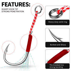 Oferta Especial 11 # -20 #   Paquete de 10 Anzuelos de Pesca con Púas para Jigging, Anzuelos de Pluma JK para Pesca <span class=keywords><strong>en</strong></span> el Mar - Product Image 4