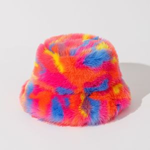 Wholesale in Stock Custom logo Warm Cap Winter Fur Hat Nice Color <strong>Fisherman</strong> Hat Fur Bucket Hat <strong>for</strong> Women Outdoor - Product Image 2