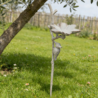 Abreuvoirs pour oiseaux sur pied en fonte, bain et mangeoire rustiques en métal pour oiseaux, pour la décoration extérieure du jardin, de la cour et de la pelouse, avec base à piquet
