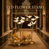 Grand support floral métallique pour mariage avec éclairage LED et décoration de piliers