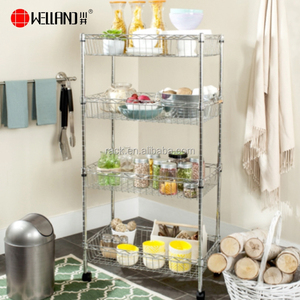 NSF Dây Kệ Sản Xuất Di Động Kim Loại Lưu Trữ Nhà Bếp Organizer Đựng Thức Ăn Giỏ Kệ, 4 Tầng Gia Vị Chủ Rack - Product Image 3