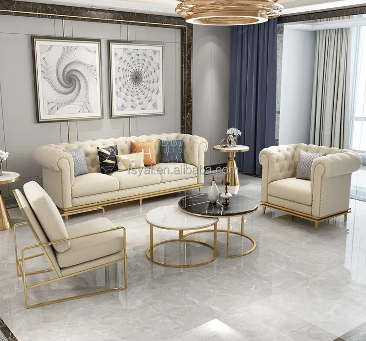 Sofá de 10 lugares elegante estilo nórdico, conjunto de sofá com estampa nórdica de couro de luxo