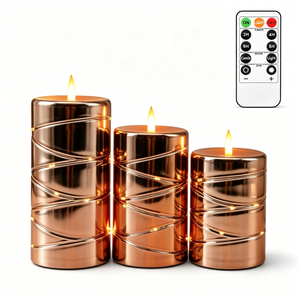 Velas LED sin Llama Color Oro Rosa con Luces de Cadena, Mecha Electrónica con Efecto de Parpadeo para Decoración de Hogar, Bodas y Fiestas - Product Image 4