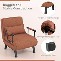 Chaise de lit paresseux rembourrée chaise de canapé-lit pliante chaise de loisirs pliante avec dossier réglable à 5 angles avec oreiller jusqu'à 330lbs