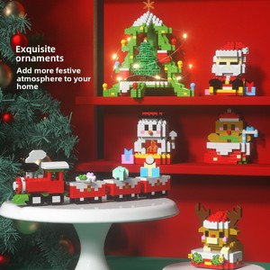 Jouet éducatif transfrontalier en plastique ABS, blocs de construction Père Noël pour enfants, garçons et filles, thème animaux et nature, Noël - Product Image 4