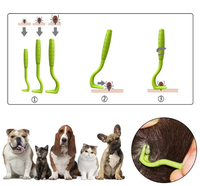 Lot de 3 pinces à crochets en plastique lestées pour l'élimination des tiques et des puces chez les animaux, emballées en sachet