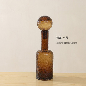 Portacandele <span class=keywords><strong>in</strong></span> <span class=keywords><strong>vetro</strong></span> marrone con coperchio Premium per la casa vaso morbido decorazione atmosfera artistica centrotavola da tavolo - Product Image 5