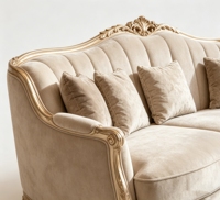 Ensemble de canapés en tissu de style français de luxe, cadre en bois massif sculpté doré, canapé pour salon de villa, mobilier haut de gamme pour hall d'hôtel