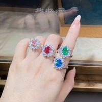 Bague de doigt en argent 925 avec grande pierre colorée personnalisée, bijoux fins, rubis vintage, délicate, luxueuse, pour femmes, anneaux en zircone cubique