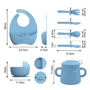 Ensemble d'alimentation fixe en silicone pour bébé résistant à la chaleur motif animal bol assiette bavoir tasse cuillère fourchette pour l'heure du <span class=keywords><strong>repas</strong></span> <span class=keywords><strong>de</strong></span> bébé - Product Image 5