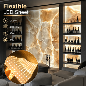 Panneaux LED flexibles bicolores CCT 2700-6500k Bond 24v 24w 9.17x19.69, feuilles LED flexibles rétroéclairées pour îlot de cuisine, effet marbre - Product Image 6