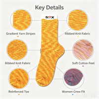 Chaussettes pour femmes en fil teint vintage, chaussettes en coton doux à rayures colorées, motif personnalisé, emballage