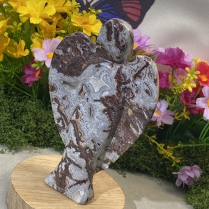 Cristal de Cuarzo Natural de México, Cristal Crazy Lace, Ángel Tallado a Mano con Forma de Cisne para Regalo - Product Image 1