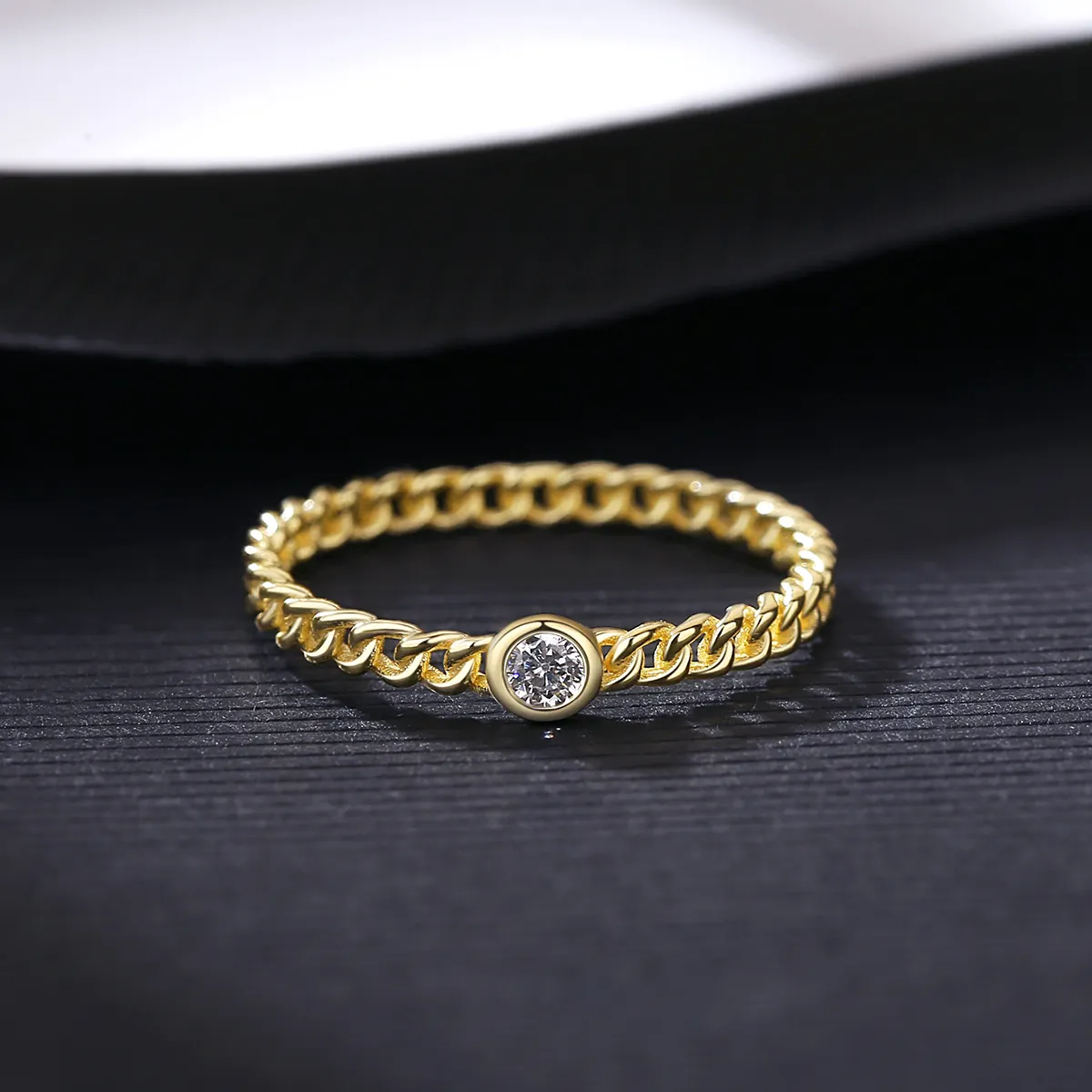 925 Silver Rings CZCITY Simple 925 Sterling Silver Twisted Ring For Women Elegant 14K Gold Plated Jewelry Bezel Set Diamond Zircon Ring