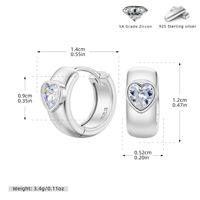 Mylove Custom Love Fine Zircon 925 Sterling Silver 18K Gold Plated Bezel Set Heart CZ Chunky Wide Huggie Hoop Earrings Wholesale