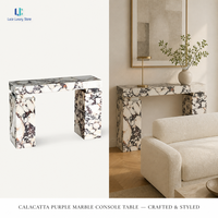 Table d'entrée en marbre Calacatta Viola naturel Luca |   Console d'entrée rectangulaire polie, moderne et minimaliste, sur mesure