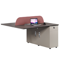 Poste de travail de bureau individuel moderne en bois avec cloison de séparation et bureau informatique, ensemble de mobilier personnalisable