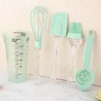 Ensemble de 5 ustensiles de pâtisserie en silicone et plastique comprenant une tasse à mesurer, un séparateur de jaune d'œuf, un fouet - Sans BPA, passe au lave-vaisselle, respectueux de l'environnement