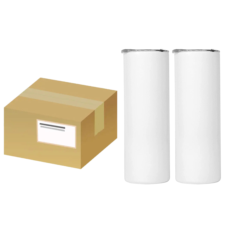 20oz blanco brillante para sublimación + pajita de plástico